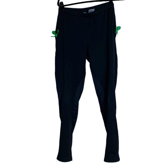 Black Track Pants MEDIUM Zip Ankle Pockets Thick Jersey 31" Inseam Vintage 80s - Picture 5 of 8